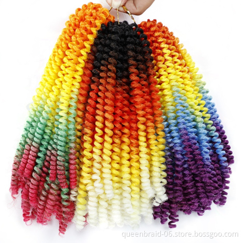 Spring Twist Hair Crochet Braids Ombre Braiding Hair 8 inch Synthetic Hair Extensions Passion Twists Fluffy Rainbow color